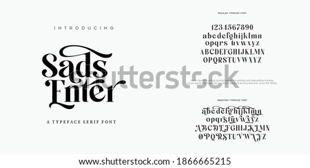 Abstract Fashion font alphabet. Minimal modern urban fonts for logo, brand etc. Typography typeface uppercase lowercase and number. vector illustration Royalty-Free Stock Photo #1866665215
