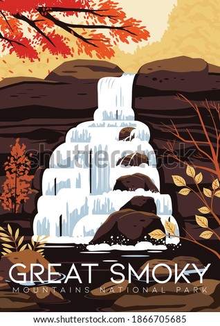United States Vector Illustration Background. Travel to Great Smoky Mountain National Park United States of America. Flat Cartoon Vector Illustration in Colored Style. Royalty-Free Stock Photo #1866705685