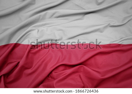 waving colorful national flag of poland. macro shot