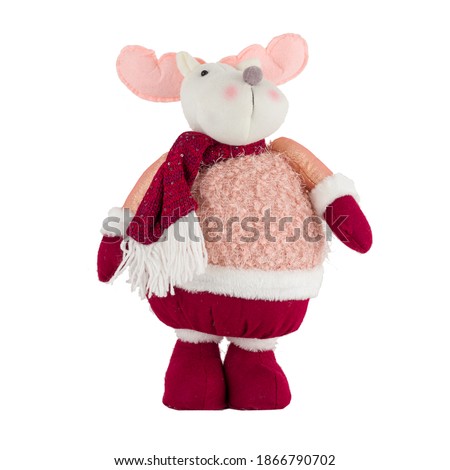 Christmas plush reindeer, isolated on white background, stock photography 