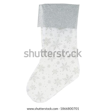 Christmas sock for gifts, isolated on white background, stock photography