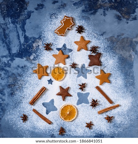 Collection of various christmas cookies with dried orange slices