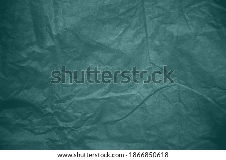 Tidewater green colour paper. Texture crumpled paper tidewater green color for your design. Colour trends 2021 year. Tidewater green monochrome color paper. Royalty-Free Stock Photo #1866850618