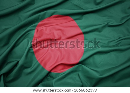 waving colorful national flag of bangladesh. macro shot
