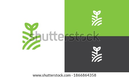 Plant Linear style Logo Design. Botanical Linear style Vector Template