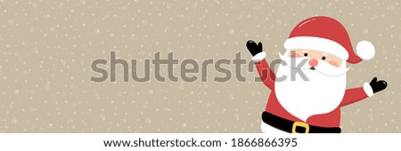 Santa Claus on empty background with snowflakes. Christmas banner. Vector