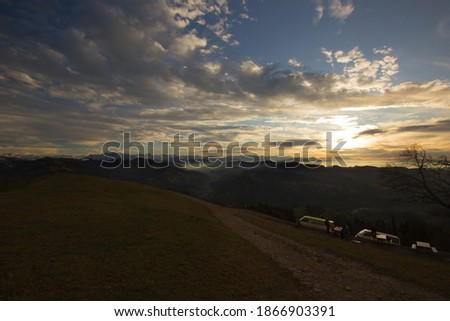 Impressive sunset seen from the mountain Hoernli