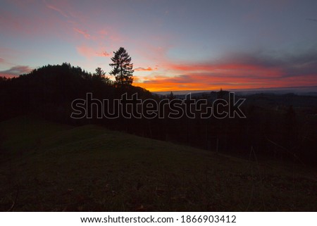 colorful sunset with the mountain Hoernli in the foreground