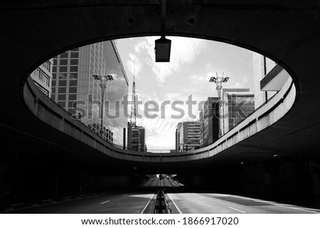 Underground access to Avenida Paulista photographed in black an white, Sao Paulo, Brazil.