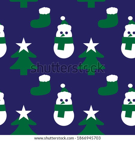 Blue Christmas Snowman seamless pattern background for website graphics, fashion textile