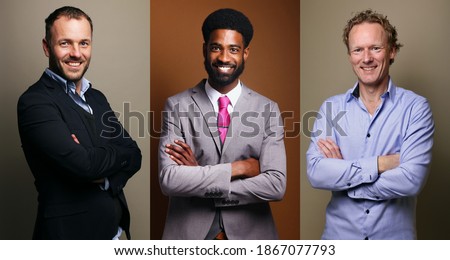 Group of beautiful man in front of a dark background