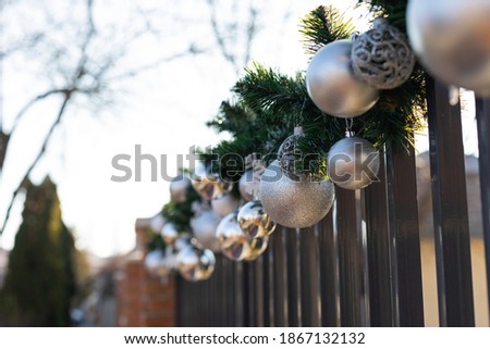 Close up picture of elegant Christmas decoration outdoor 