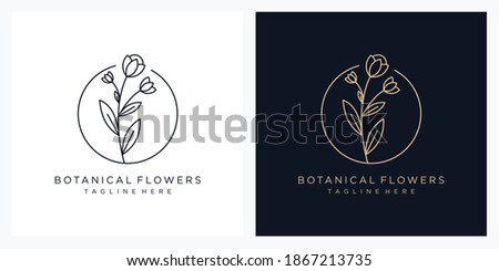 Feminine floral logo design template