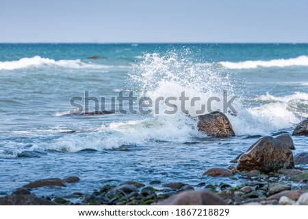 Seaside beach landscape and beautiful  coastline with sea waves Royalty-Free Stock Photo #1867218829