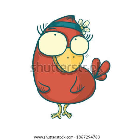 Hand drawn funny vector bird, element for design, textile prints