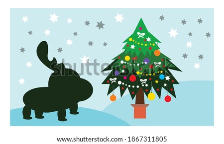 Vector of Merry Christmas and Happy New Year  greeting card, vector illustration.