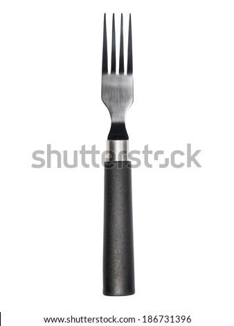 Stainless Steel Fork with black handle - Stock Image