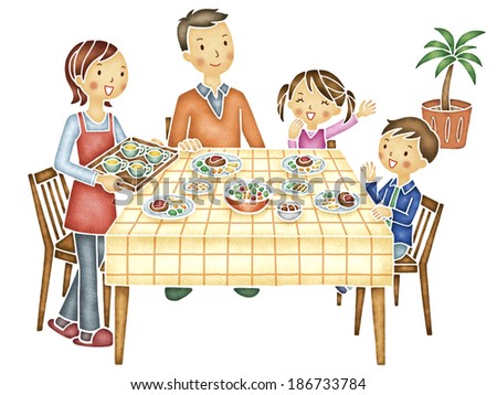 Asian family having lunch