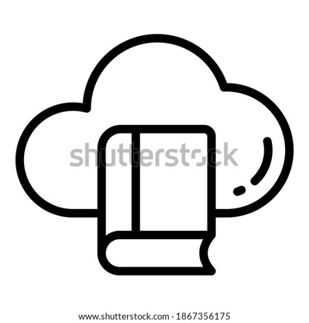 cloud library vector line icon, school and education icon