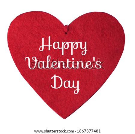 Red symbolic heart with happy Valentines day text Isolated background