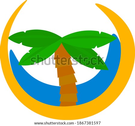 Summer logo with a palm tree. Author's work