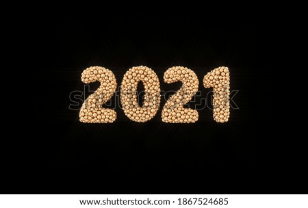 New year 2021 celebration background. Golden numerals 2021. Realistic illustration for New Year's and Christmas banners. 3d render
