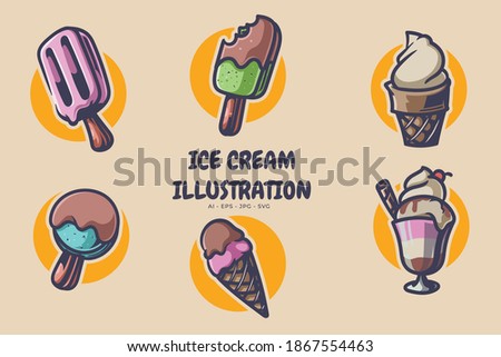 Ice cream clip art illustration. file vector editable