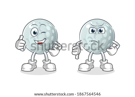 golf ball thumbs up and thumbs down cartoon. cartoon mascot vector