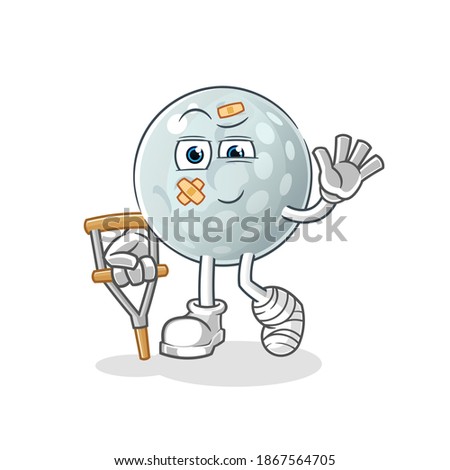 golf ball sick with limping stick character. cartoon mascot vector