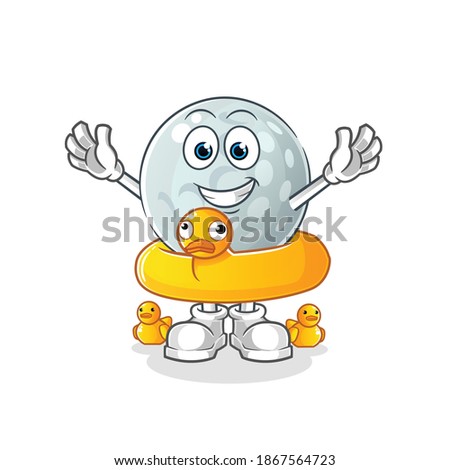 golf ball with duck buoy cartoon. cartoon mascot vector