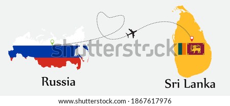 Airplane transport from Russia to Sri Lanka. Concept a good tour travel and business of both country.