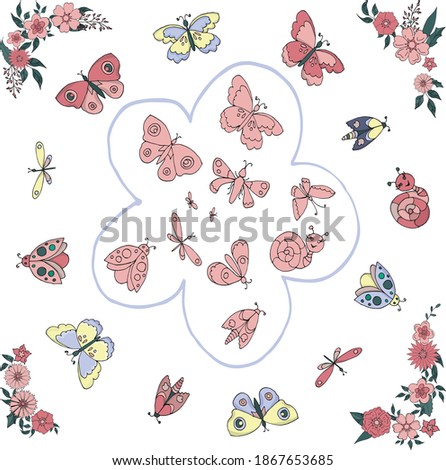 collection of elements to create butterflies vector