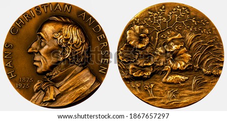 Commemorative coins of Denmark, Hans Christian Andersen (1875-1975), Danish writer.
 Royalty-Free Stock Photo #1867657297