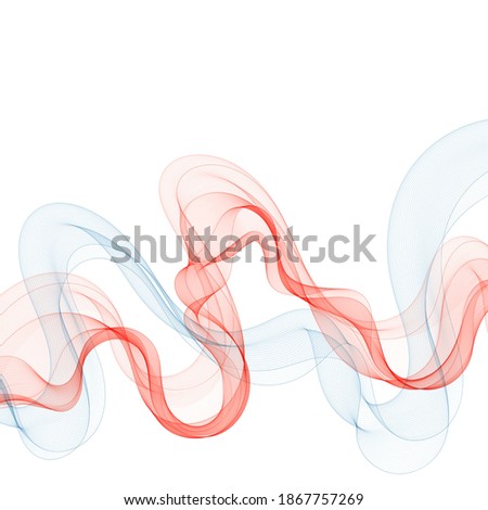 Blue and red waves. Abstract background, vector graphics.