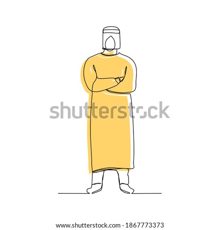 Continuous line drawing of man doctor in protective suit hazmat to protect body from virus and disease. Vector illustration