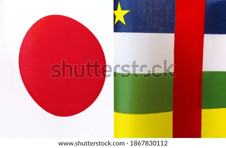 fragments of the national flags of Japan and the Central African Republic close-up