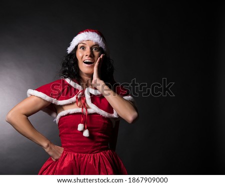 Photo of funny pretty lady celebrate winter holidays dreamy
