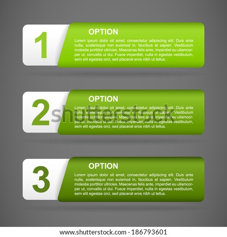 vector green paper option labels with number of option on ribbon Royalty-Free Stock Photo #186793601