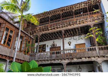 wooden houses in the village of orotava on tenerife Royalty-Free Stock Photo #1867941991