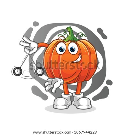 pumpkin hypnotizing cartoon. cartoon mascot vector