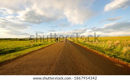 Person walking on an empty Road in the country