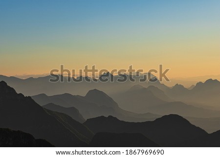 
Mountains of Serra Catarinense seen at dawn.