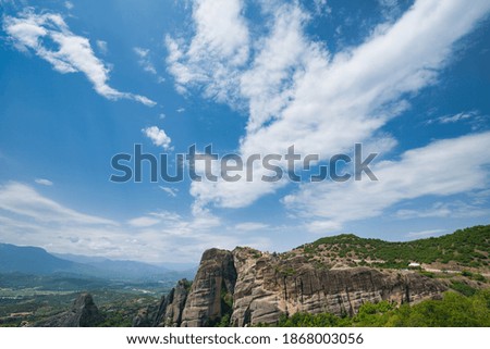 The Meteora is a rock formation in central Greece hosting one of the largest and most precipitously built complexes of Eastern Orthodox monasteries.