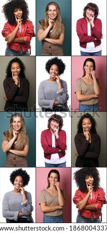 Group of 6 beautiful commercial women smiling
