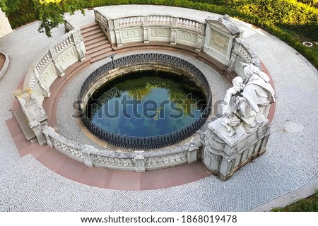 The source of the Danube is a sight of the city of Donaueschingen Royalty-Free Stock Photo #1868019478