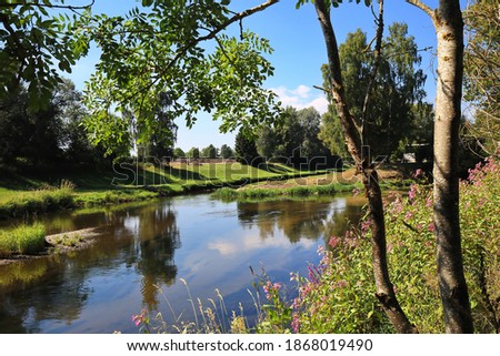 The Brigach and Breg confluence is a sight of the city of Donaueschingen Royalty-Free Stock Photo #1868019490