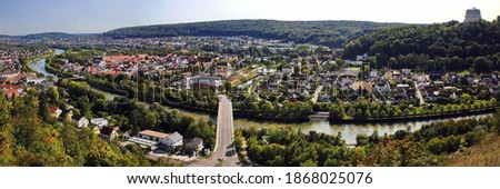 Panorama shot of Kelheim with sights of the city Royalty-Free Stock Photo #1868025076