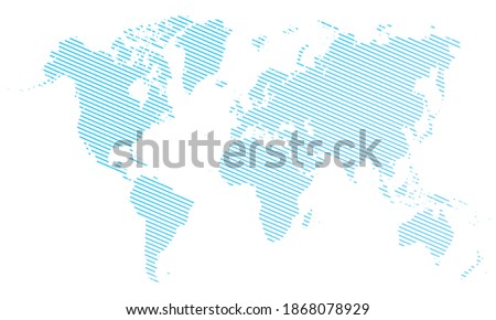 blue vector world map lines silhouette on white background