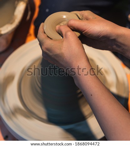 ceramic making work in pottery villages. Royalty-Free Stock Photo #1868094472