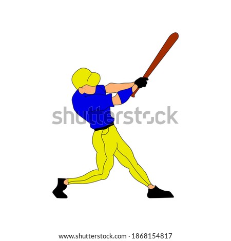 vector flat batter baseball with blue jersey